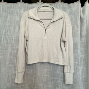 White Quarter-Zip Sweater